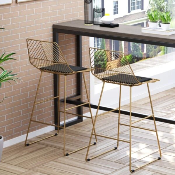 Kepar Golden High Chair with Cushion set of Two